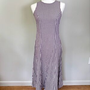 VTG 90s My Michelle Purple Gingham Maxi Dress-Lace Up Tie Back-Size 7/8-Cottage